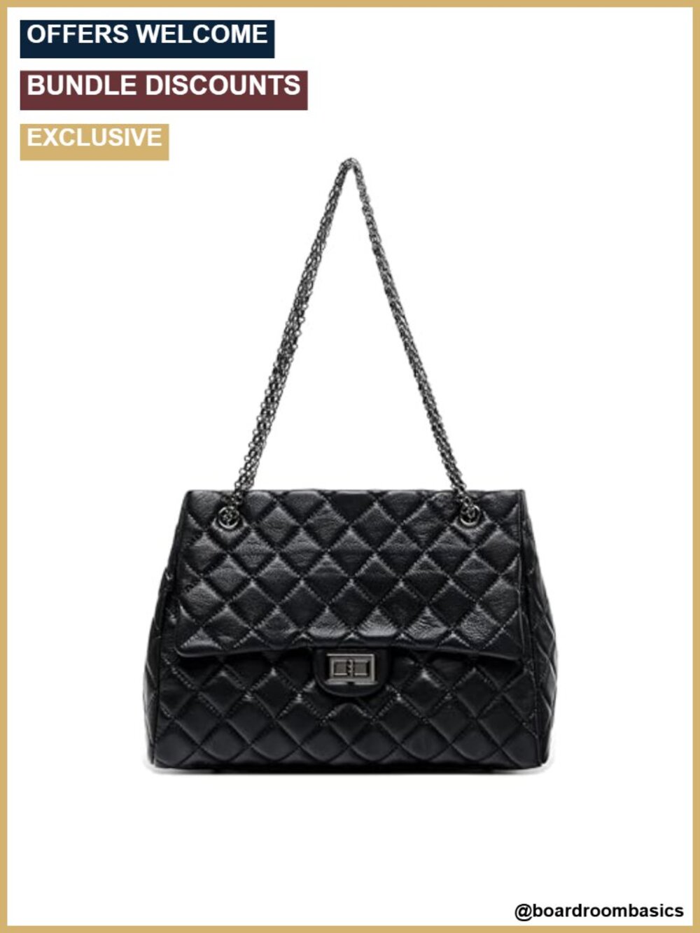 Quilted Genuine Leather Shoulder Bag Tote